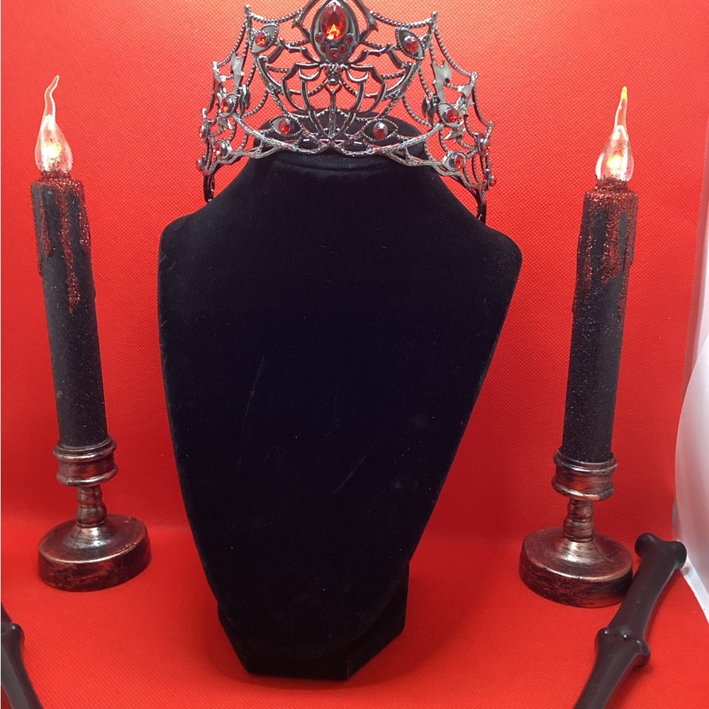 NWOT -  Red Rhinestone & Gunmetal Spider Tiara!!!!